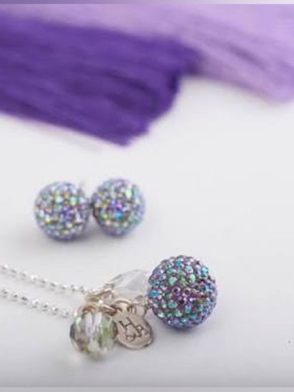 Hillberg and berk 12mm Peacock sparkle ball earrings